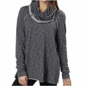 Free People Beach Cotton Cocoon Funnel Cowl Neck Pullover Top Grey One Size